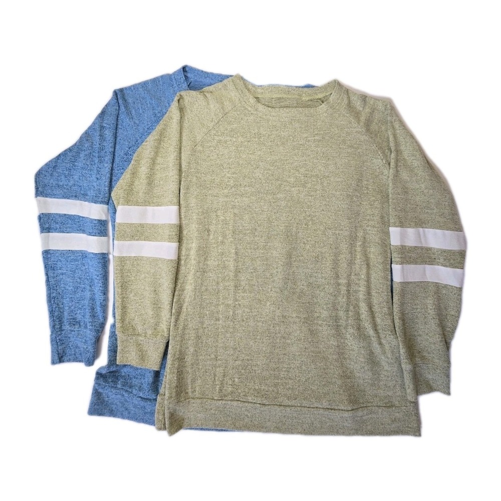Set of 2 Womens Striped Sleeve Sweatshirt Large